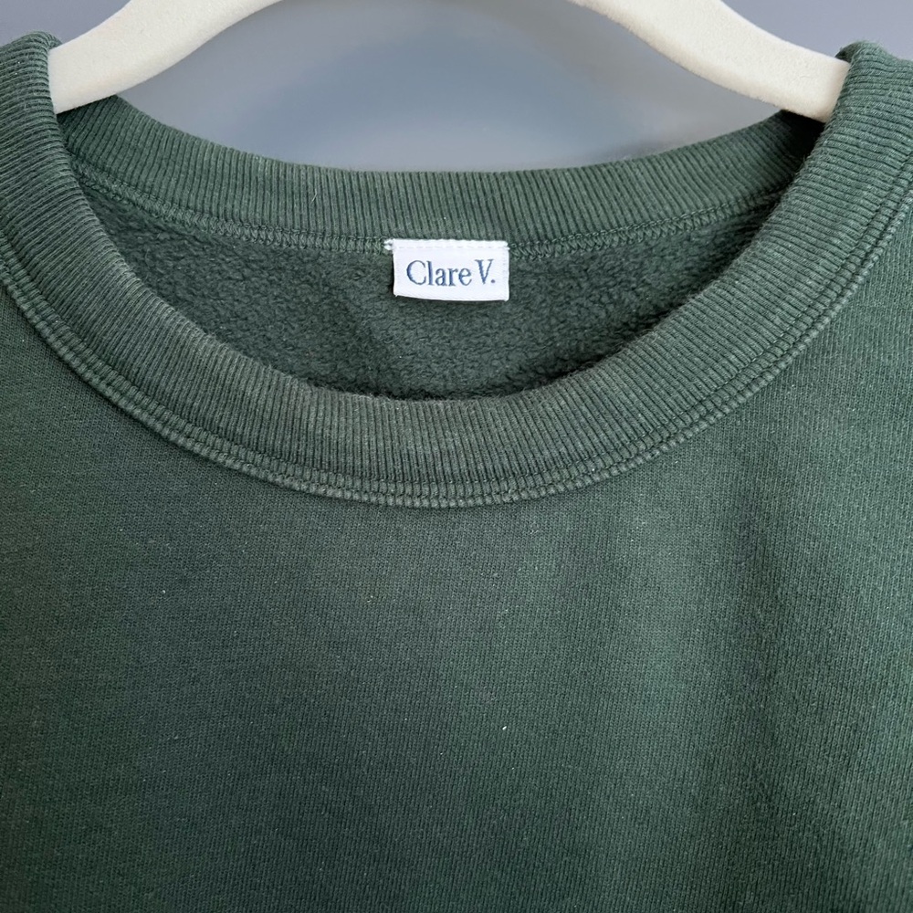 Clare V Oversized Forest Green "OUI" Graphic Sweatshirt XL - Picture 3 of 10